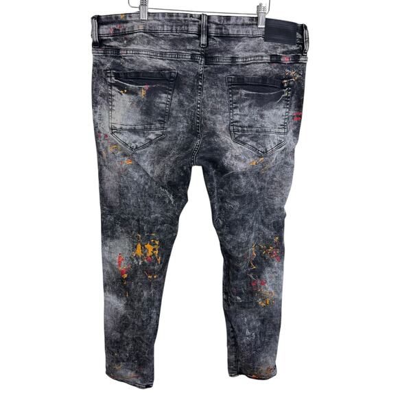 Jordan Craig Legacy Edition Side Stripe Black Acid Paint Splatter Jeans 38 x 32 - Picture 2 of 10